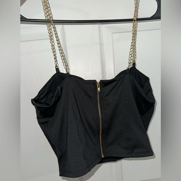 Party crop top with gold chains! satin and sexy! NWOT - Picture 4 of 7